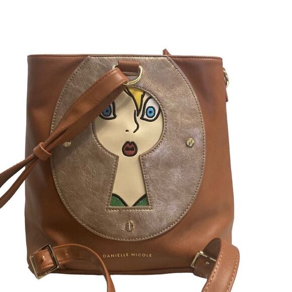 DANIELLE NICOLE Disney‎ Parks Tinkerbell Convertible Backpack Handbag Brown - Picture 1 of 12